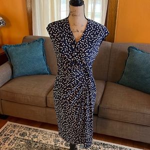 NWT Anne Klein Faux Wrap Polkadot Dress